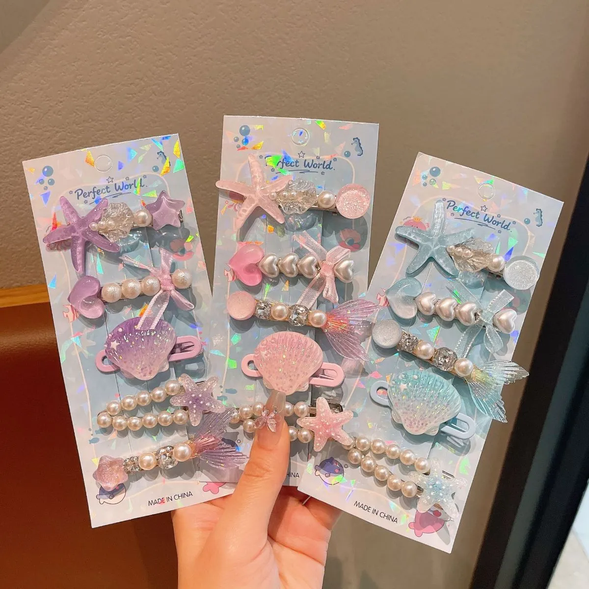 Summer Ocean Starfish Shell Hair Clips for Kids – Cute Duckbill Alligator Clips with Pearl Decor, Adorable Beach Themed Hair Accessories for Toddler Girls, Fun Summer Hair Clamps for Children